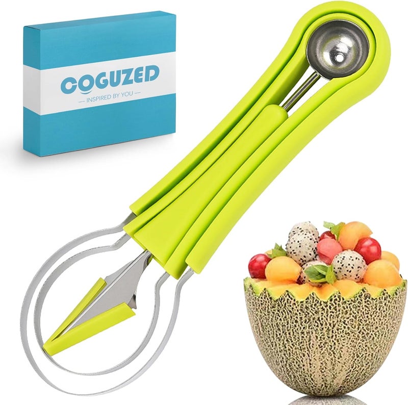 CoguZed Melon Baller Scoop Set, Melon Scooper and Fruit Carving Tools, Melon Baller with Cookie Scoop Set for Ice Cream, Melons & Cookie Dough - Image 1